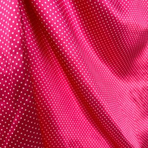 Tecido Cetim Poá Branco com Fundo Rosa