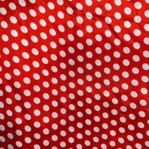 Tecido Cetim Poá Branco Fundo Vermelho