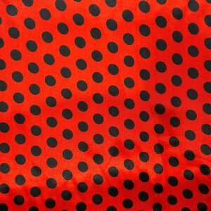 Tecido Cetim Poá Preto Fundo Vermelho