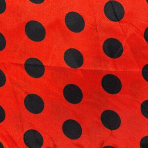 Tecido Cetim Poá Preto Fundo Vermelho