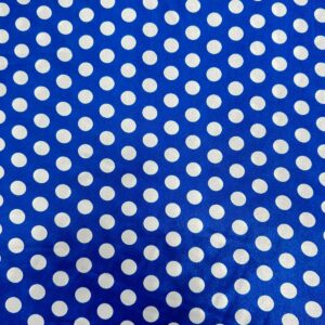 Tecido Cetim Poá Branco Fundo Azul