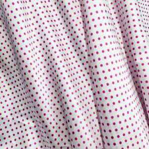 Tecido Cetim Poá Rosa Fundo Branco