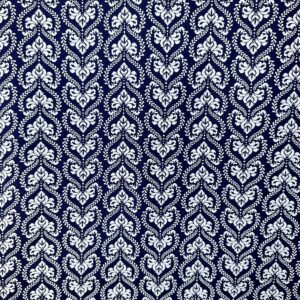 Tricoline 100% Algodão Estampado Branco e Azul Marinho