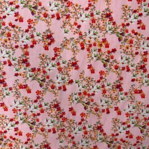 Tricoline 100% Algodão Florido Fundo Rosa