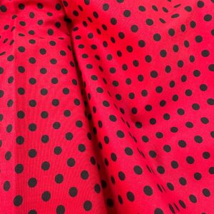 Tricoline 100% Algodão Poá Preto Fundo Vermelho