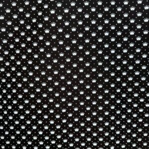 Tricoline 100% Algodão Coroinhas Brancas Fundo Preto
