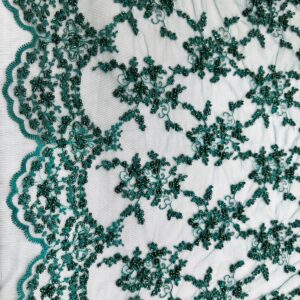 Renda de Tule Com Pedraria Verde