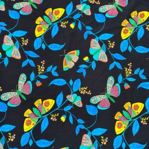 Viscose Estampada Borboletas Fundo Preto