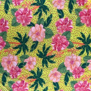 Viscose Estampada Flores Fundo Lima