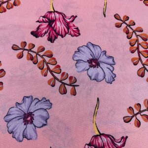 Oxford Estampado Florido Fundo Rosa