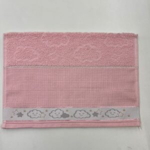 Toalha Lavabo Rosa com Detalhes de Nuvem | Para Bordar