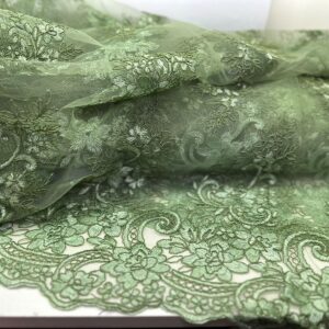 Tule Bordado Verde Oliva