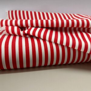 Tricoline 100% Algodão Listrada Vermelho e Branco