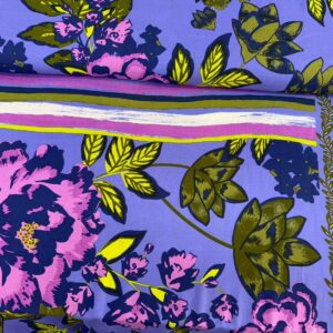 Viscose Estampada Flores Roxo e Lilás