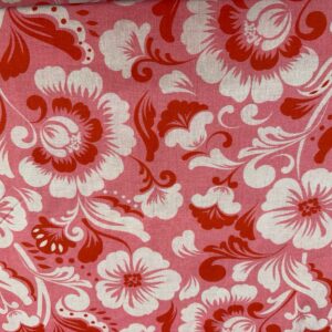 Viscose Estampada Flores Rosa e Branco
