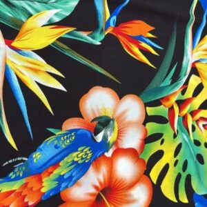 Viscose Estampada Tropical Fundo Preto