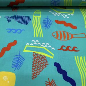 Tricoline Estampada Peixes e Folhas