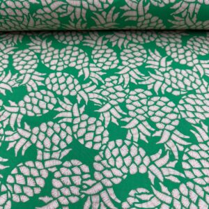 Tricoline Estampada Abacaxi Fundo Verde