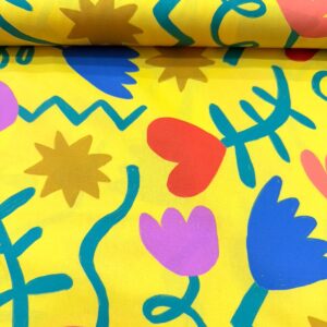 Tricoline Estampada Fundo Amarelo
