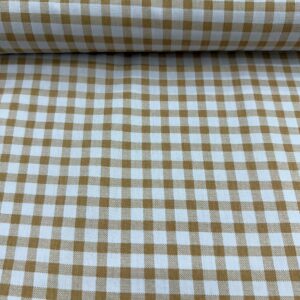 Tricoline Estampada Xadrez Branco e Bege