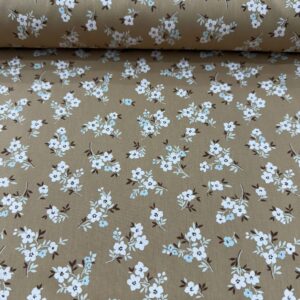 Tricoline Estampada Flores Fundo Bege
