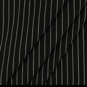 Crepe de Linho (100% poliéster) Risca de Giz | Preto