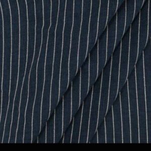 Crepe de Linho (100% poliéster) Risca de Giz | Azul Marinho