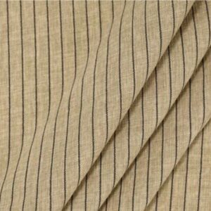 Crepe de Linho (100% poliéster) Risca de Giz | Creme