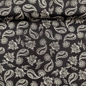 Tricoline 100% Algodão Estampada Preto
