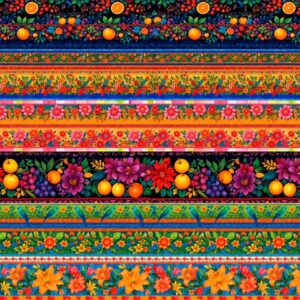 Tricoline 100% Algodão Tirinha Flores e Passáros